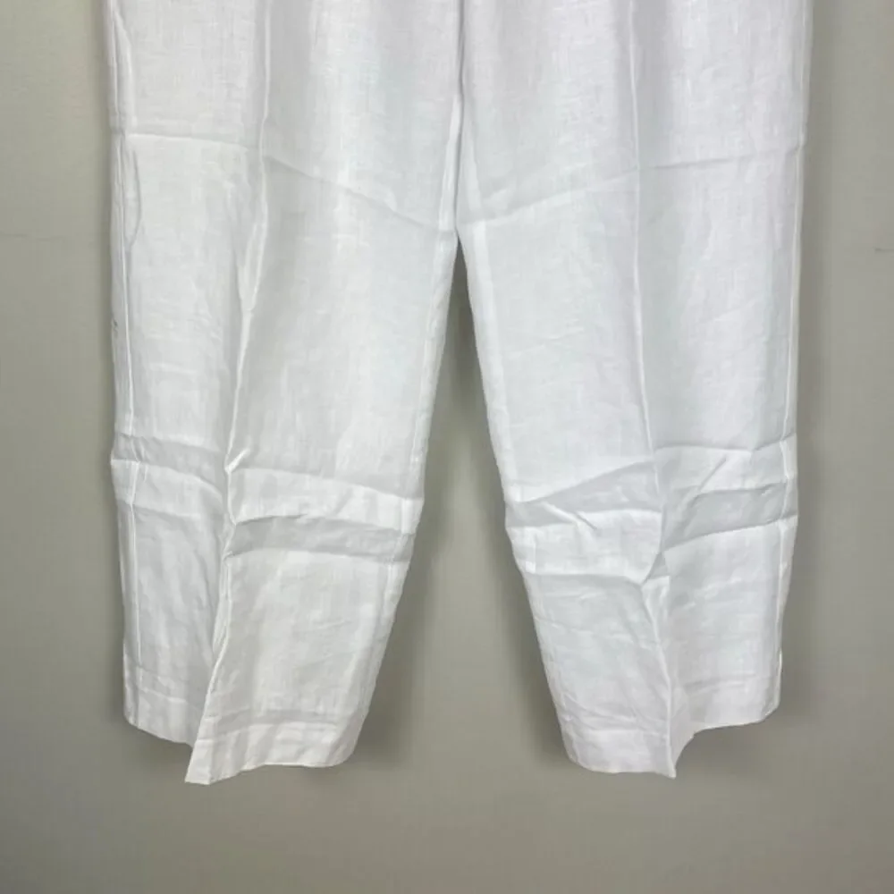 J Crew White Wide Leg Essential Pant Linen Sz 14 TALL Old Money Minimalist - Picture 4 of 10